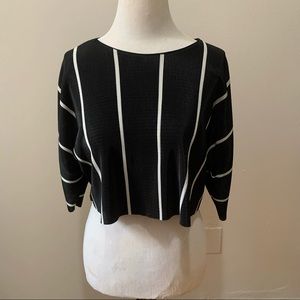Zara pinstripe ribbed cropped top